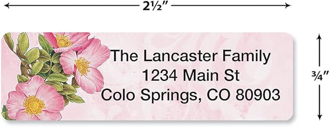 Colorful Images Spring Floral Rolled Personalized Return Address Mailing Labels with Dispenser, Customize with Name & Shipping Address, 250 ¾” x 2½” Self Adhesive, Easy Peel Label Roll