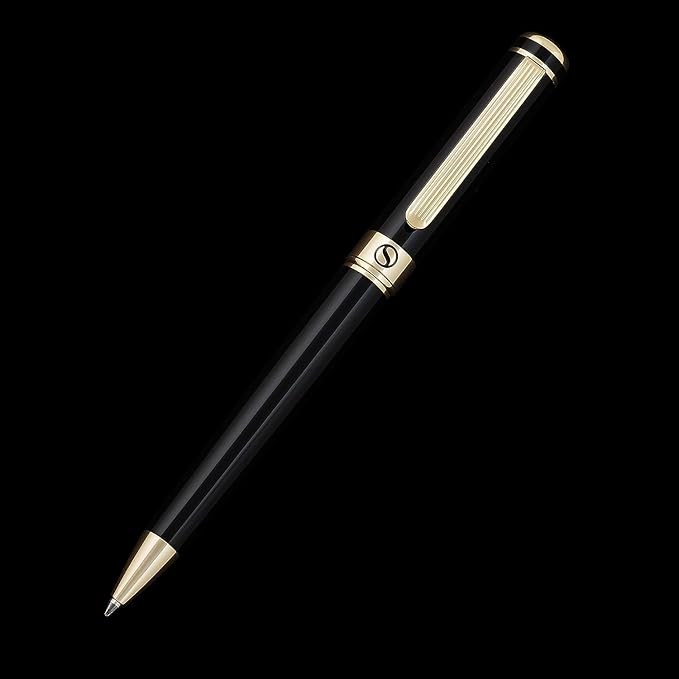 Scriveiner Black & Gold Ballpoint Pen – Smooth Writing Luxury Pen with Schmidt Refill, Good Gift for Professionals, Executive Office & Everyday Use