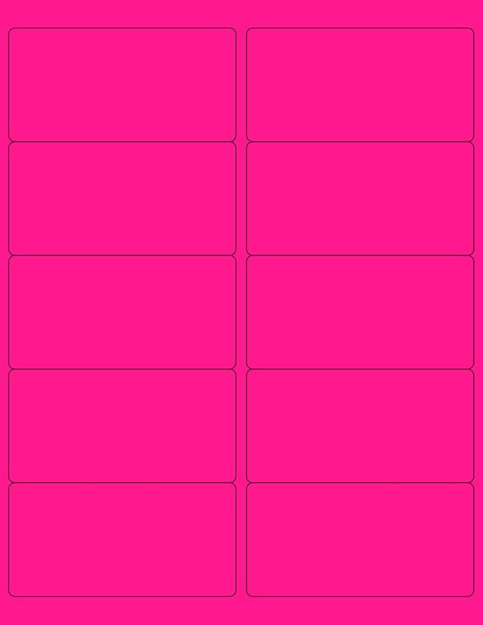 NextDayLabels - 8-1/2 x 11 Neon Color High Light Fluorescent Labels for Laser & Inkjet Printer (Pink Fluorescent, 4 x 2-10 Per Page | 250 Labels)