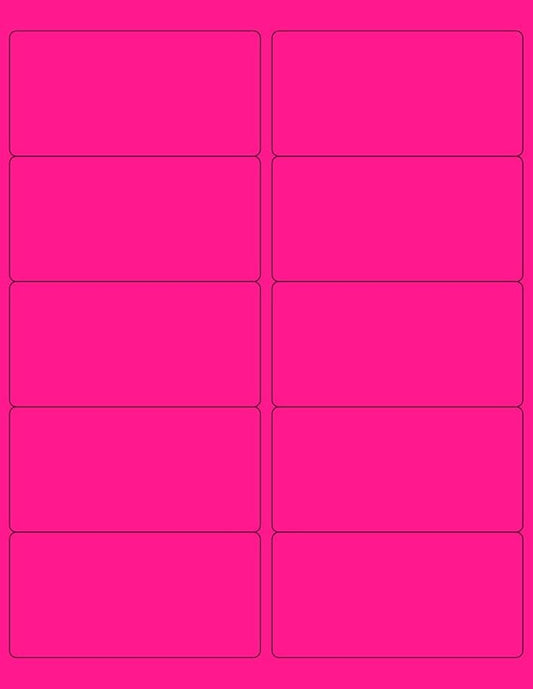 8-1/2 x 11" Neon Color High Light Fluorescent Labels for Laser & Inkjet Printer (Pink Fluorescent, 4 x 2" - 10 Per Page | 500 Labels)