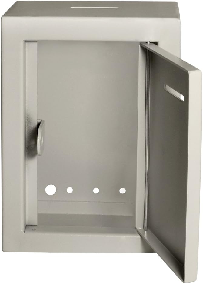 Metal Charity Collection Box Secure with Slot & Wall Mount - 8.5x6.5x4" Drop Box for Home and Office (White)