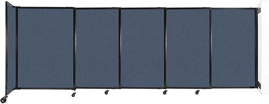 Wall-Mounted Sliding StraightWall Room Divider | Adjustable Widths | Locking Wheels | Room Separator | Up to 11'3" Wide x 4' Tall Ocean Fabric Panels
