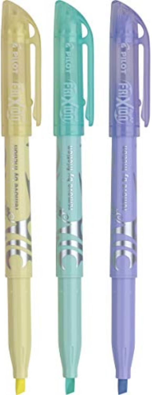 Pilot, FriXion Light Pastel Erasable Highlighters, Chisel Tip, Pack of 3, Pastel Yellow, Green & Purple