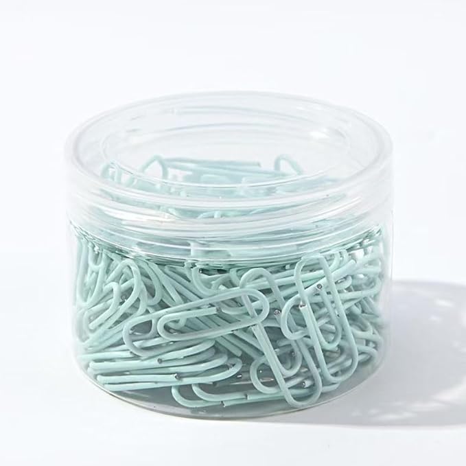 Macaron Colored Paper Clips, 1.1" Medium Paper Clip（28mm, 600pcs Paperclips for Office Supplies and Organization (Cyan)