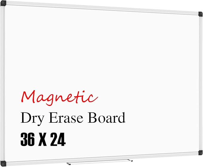 XBoard Magnetic Whiteboard 36 x 24 Inch, Dry Erase White Board for Wall with Marker Tray 3' x 2' | Aluminum Frame Message Presentation Board for Home School & Office