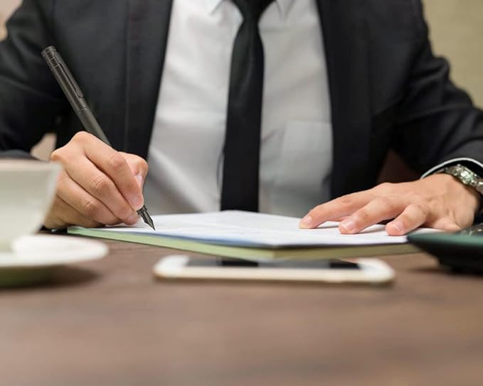 Hongdian Black Forest Fountain Pen Medium Nib Classic Design with Converter and Metal Pen Case Set