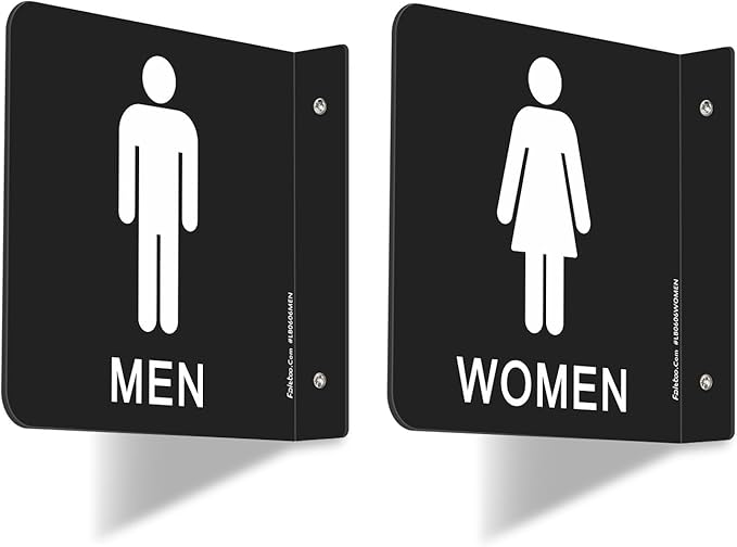 Faittoo Restroom Sign, Bathroom Signs, (2 Pack) 6 x 6 Inches Acrylic Sign, for Office or Business Bathroom and Toilet Door or Wall Decor, Indoor Outdoor Use (Men and women Set)