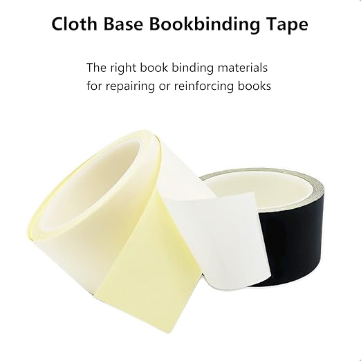 Book Binding Tape, Book Repair Tape 2 Inch Wide, Acid-Free, Easy to Use, Flexible Book Binding Material, Bookbinding Kit, Book Tape for Reinforcing Book Spines and Covers, 2'' x 24', White
