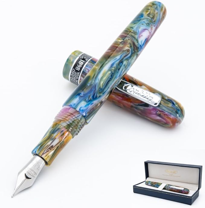 Conklin 1898 Fountain Pen, Misto Green - Medium Nib | Handcrafted Resin Pen with Unique Design | JoWo Stainless Steel Nib Made in Germany | Ideal Gift for Professionals