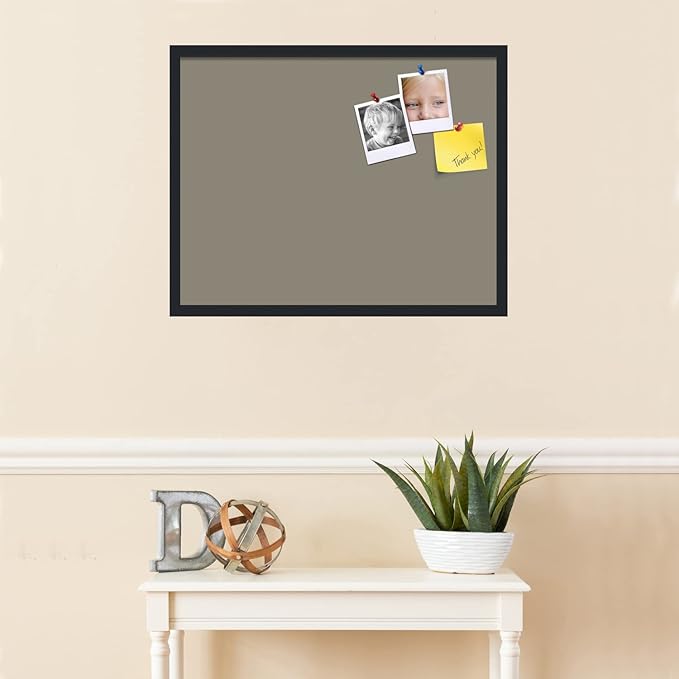 PinPix 28x22 Inch Cork Bulletin Board. This Decorative Framed Pin Board Comes with Pewter Design and a Satin Black Frame. Ideal for Home Office Decor or Message Board (PinPix-1812)