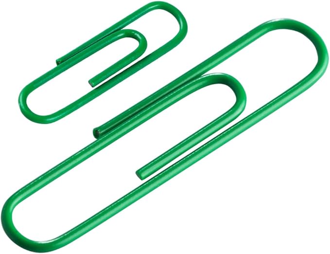 JAM PAPER Combo Pack Colorful Paper Clips - Standard & Jumbo - Green Paperclips - 1 Pack of 100 & 1 Pack of 75