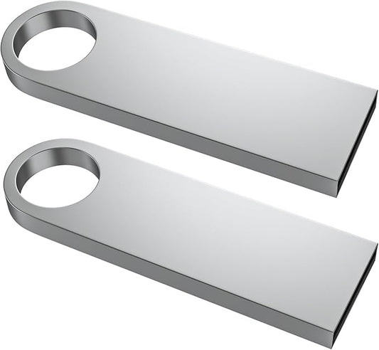 ABLAZE 16GB Flash Drive 2 Pack, Metal USB 2.0 Thumb Drives with Keychains USB Stick Pendrive (Sliver)