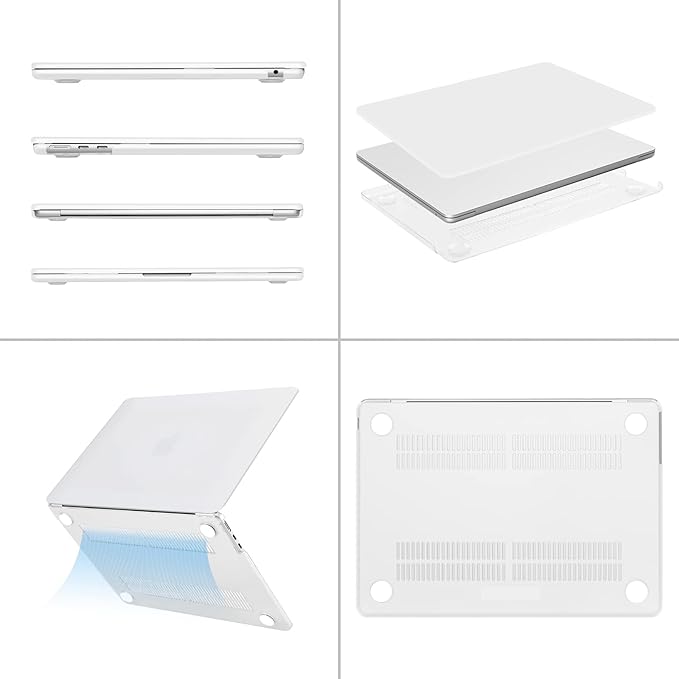 MOSISO Compatible with MacBook Air 13 inch Case 2025 2024 2023 2022 M4 A3240 M3 A3113 M2 A2681, Plastic Hard Shell&Keyboard Cover&Screen Film&Type C for MacBook Air 13.6 inch Case, White