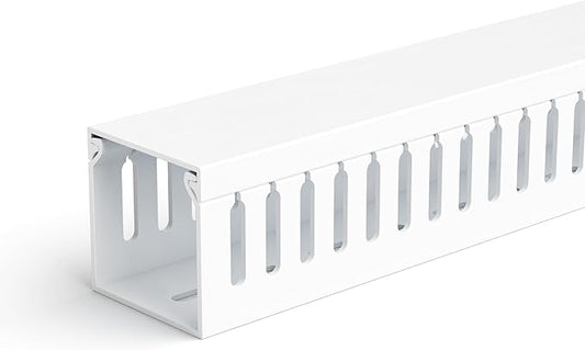 ZhiYo 2x2in Professional Server Rack Cable Management Raceway, 6.6ft (2 × 3.3ft) Cable Raceway Kit, Electrically Safe PVC Open Slot Wire Cover, Cord Hider for Under Desk/Computer/Network Cords White