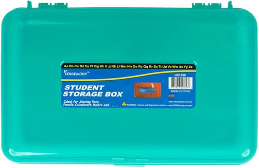 Craft County | Transparent Pencil Box | Colored Utility Box Storage Office Supplies Organizer | Green