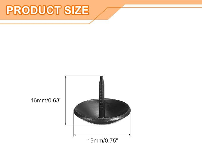 uxcell Upholstery Tacks Nail Pins Furniture, 50Pcs 19x16mm Thumb Tack Pins Assortment Kit Carbon Steel for Home Sofa DIY Decorative Nail Heads Nails, Black