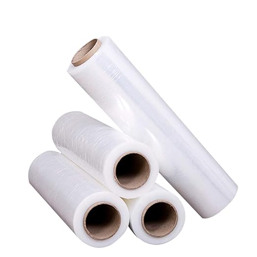 APQ 4 rolls of Cast Hand Stretch Film 18" x 2000'. Hand Stretch Wrap, 60 Gauge Thickness. Excellent Tear Resistance. Clear Residue Free Film for Moving, Shipping, Wrapping. Industrial Grade Cast Film.