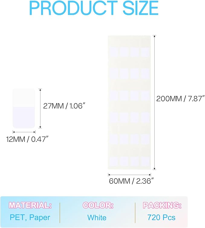 PATIKIL Clear Index Sticky Tabs, 720 Pcs Small Transparent Sticky Notes Bookmarks Planner Stickers Page Tabs for Office Notebooks File Folder Ledger Book, White