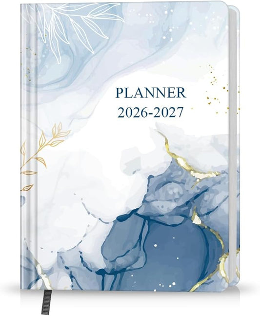 Planner 2026-2027 - 18 Months (Jan 2026 - Jun 2027) Agenda Planner 5.8" x 8.5", 2026-2027 Weekly & Monthly Planners with Hard Cover, Blue Watercolor