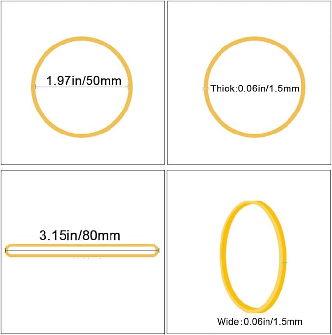 Rubber Bands Size#19 Yellow 500pcs Elastic Rubber Bands Office Supplies