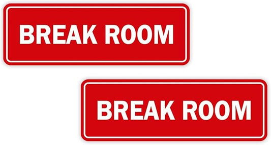 Standard Break Room Door or Wall Sign - Red - Medium 2 Pack