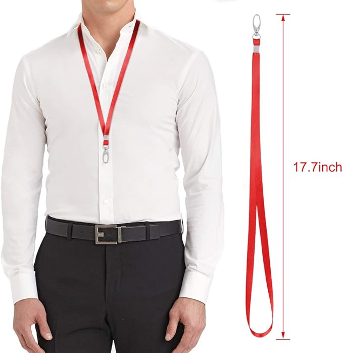 10pack Lanyards for Id Badges Holder Bulk Lanyard with Clip Swivel Hooks for Name Tag ID Badge Holder,Students, Employees (10, Red)