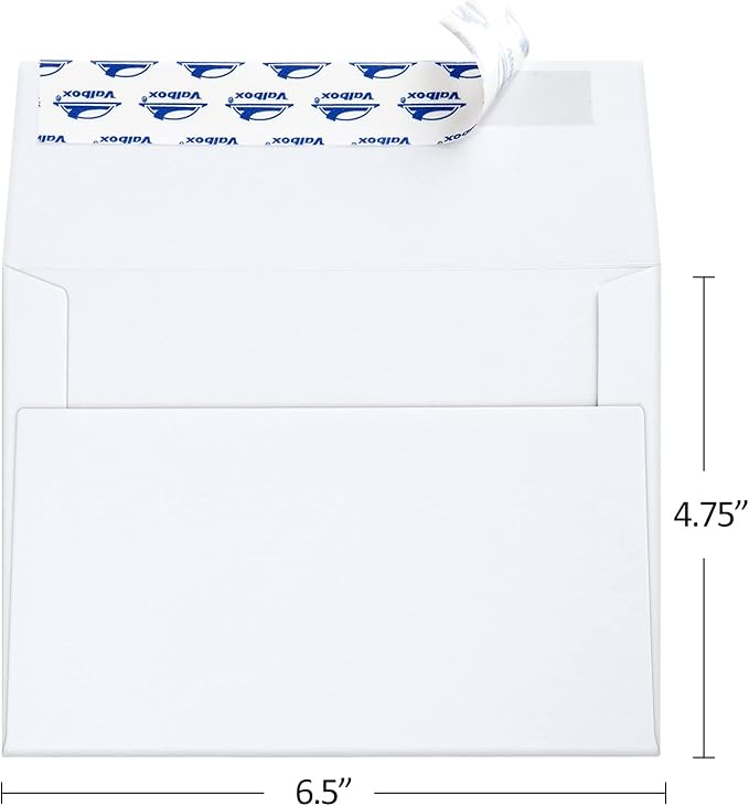 ValBox A6 Envelopes Self Seal 6.5 x 4.75" White Kraft Paper Invitation Envelopes for 4x6 Cards, Photos, Invitations, Weddings, Baby Shower, Birthday, Announcements, RSVP (Pack of 200)