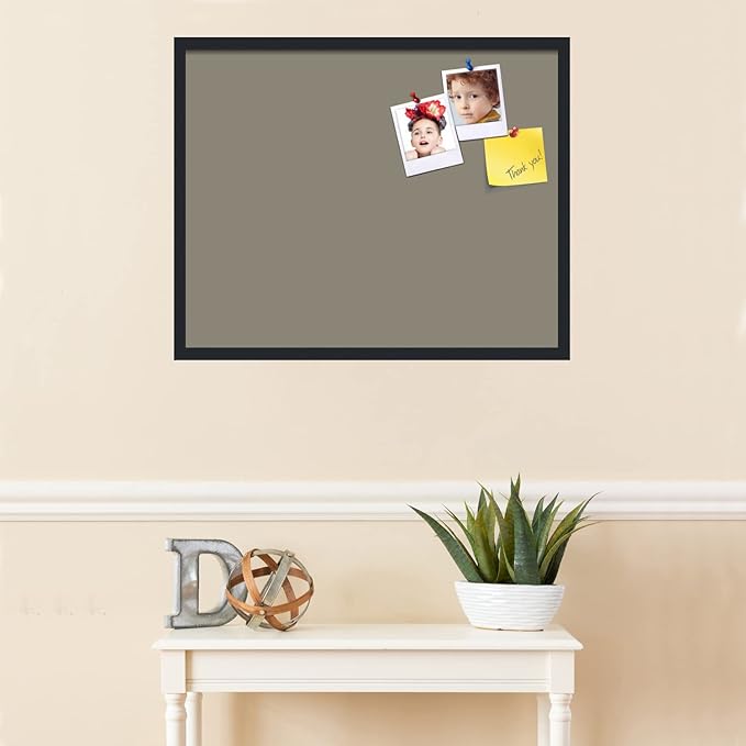 PinPix 30x24 Inch Cork Bulletin Board. This Decorative Framed Pin Board Comes with Pewter Design and a Satin Black Frame. Ideal for Home Office Decor or Message Board (PinPix-1812)