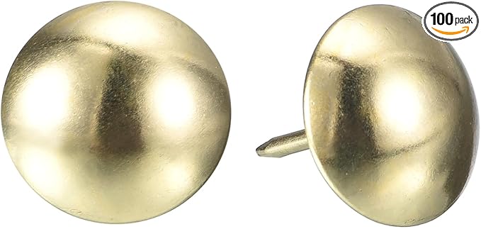 uxcell Upholstery Tacks Nail Pins Furniture, 100Pcs 19x23mm Thumb Tack Pins Assortment Kit Carbon Steel for Home Sofa DIY Decorative Nail Heads Nails, Gold