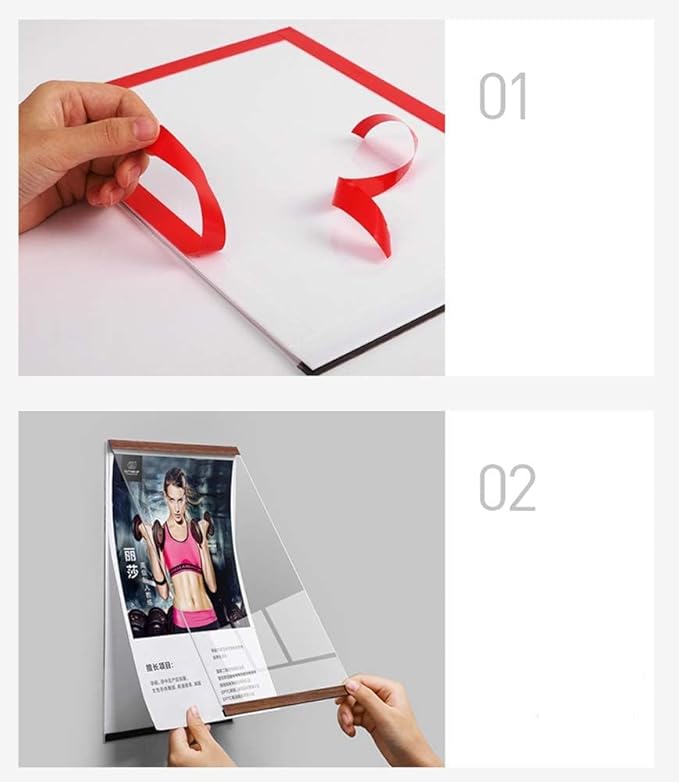 Wall Mount Acrylic Sign Holder Self Adhesive Magnetic Display Frame Clear Document Frame for Office, Store, School, Home, Wall Picture Frame (Horizontal and Vertical Dual Use A5 148×210mm/5.83×8.27inches)