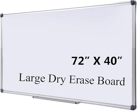 72" x 40" Magnetic Dry Erase Board with Pen Tray | Extra Large Wall Mounted Aluminum Frame Whiteboard for Office, Classroom & Home | Premium Presentation Board for Meetings & Planning
