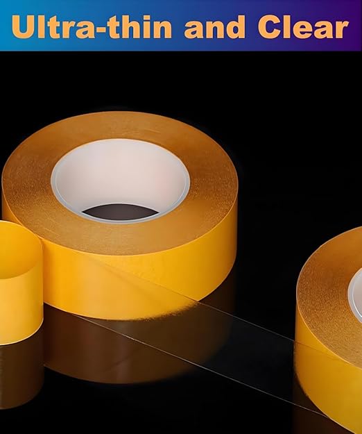 Ultra-Thin Double Sided Tape 1/2 inch by 66FT Two Sides Sticky Tape with Transparent Adhesive, for DIY Arts & Crafts, Scrapbook, Gift Wrap, Card Making, Fixed Clothes, Wall Poster Mounting, LED Strips