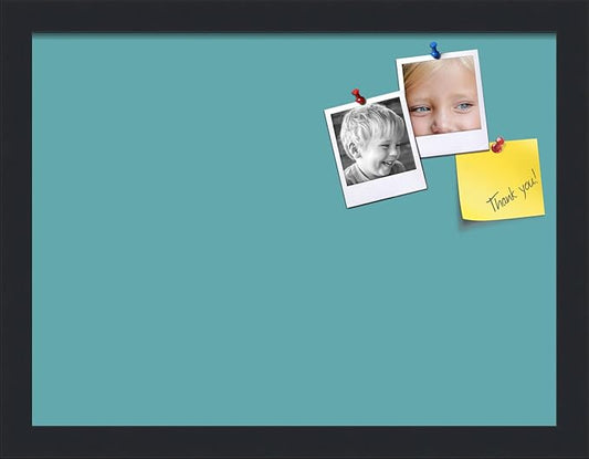 PinPix 16x12 Inch Cork Bulletin Board. This Decorative Framed Pin Board Comes with Aqua Pastel Design and a Satin Black Frame. Ideal for Home Office Decor or Message Board (PinPix-1806)