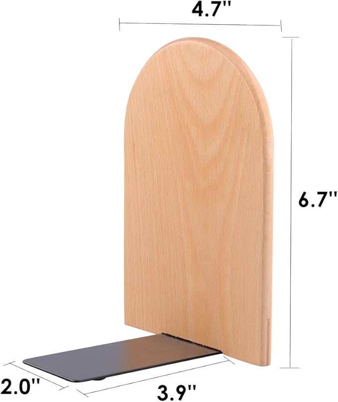 Pandapark Wood Bookends,Non-Skid Bookend for Shelves,Heavy Duty Bookends,Book Stand for Books/CDs,1 Pair