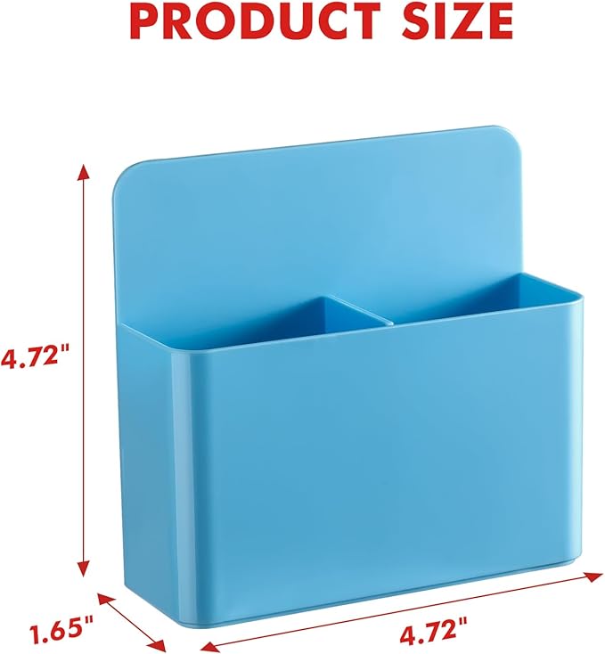 BEYGORM 2 Pack Plastic Magnetic Pen Holder for Refrigerator, Dry Erase Marker Holder for Whiteboard，Magnet School Locker Organizer Accessories, Pencil Cup, Pen Caddy, Classroom Organization(Blue)