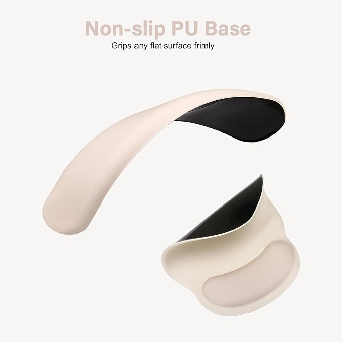 MOSISO Wrist Rest Support for Mouse Pad&Keyboard Set, Circle Curved Ergonomic Mousepad&Coaster Non-Slip Base Home/Office Pain Relief&Easy Typing Pad with Soft Cloth&Silicone Lining, Apricot