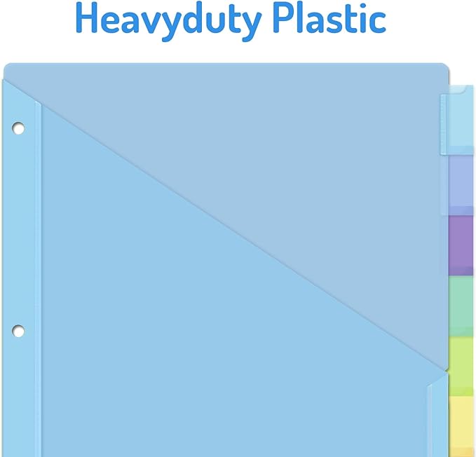 Forvencer 8 Count Dividers with Two Pockets, 8 tabs Binder Dividers for 3 Ring Binder Organizer, Multicolor, 1 Set