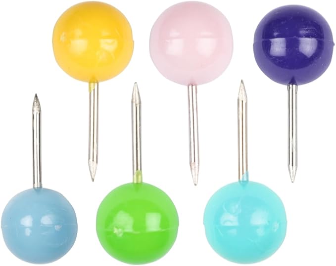 JAM PAPER Colorful Push Pins - Round Head Map Thumb Tacks - Assorted Spring Colors - 600/Pack