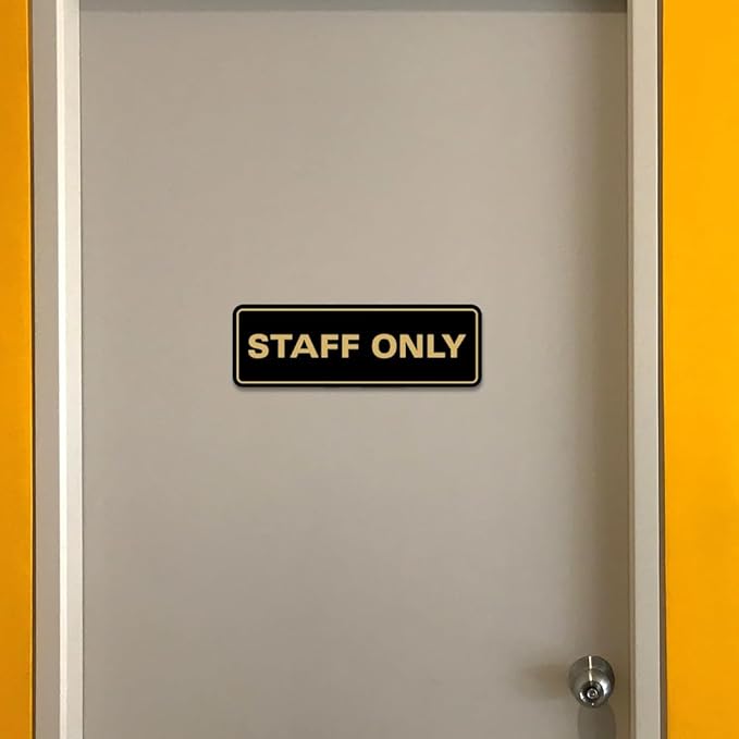 All Quality Standard Staff Only Wall or Door Sign | Easy Installation | Office Workplace Signs | Enhanced Security ‌ - Blue/Gold - Medium (10 Pack)