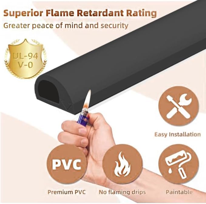 RPXRPXSide Open One Cord Cable Raceway Wire Cover for Cords, Our Cable Track is Best Suited for one Wire (Diameter <0.27"),Wire Raceway Management Cable Concealer Channel (Black, 390in)