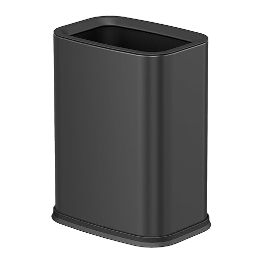 2.6 Gal Black Bathroom Trash Can,Metal Waste Baskets with Removable Inner Bucket,Small Office Garbage Can
