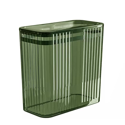 Transparent Trash Can, Bathroom Trash Cans with Lids, 3.5 Gallon Garbage Can for Bedroom, Office, Plastic Slim Waste Basket with Press Top Lid, 15L Clear Trash Bin for Home, Kitchen (Green)