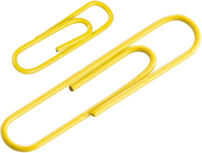JAM PAPER Combo Pack Colorful Paper Clips - Standard & Jumbo - Yellow Paperclips - 1 Pack of 100 & 1 Pack of 75