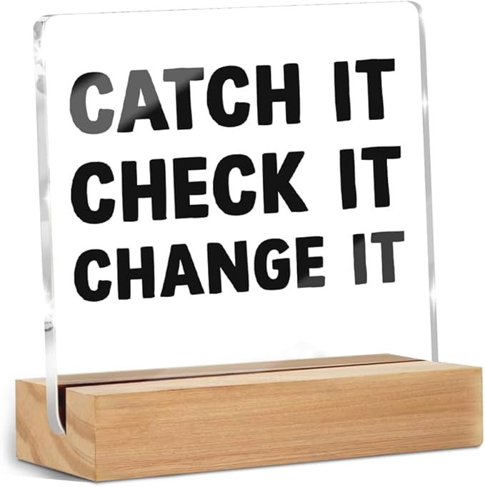 Motivational Mental Health Desk Decor Acrylic Sign, Office Decorations for Work, Inspirational Gifts for Women Men Coworkers Friends, Desk Gadgets for Office Cubicle Shelf Decor Aesthetic