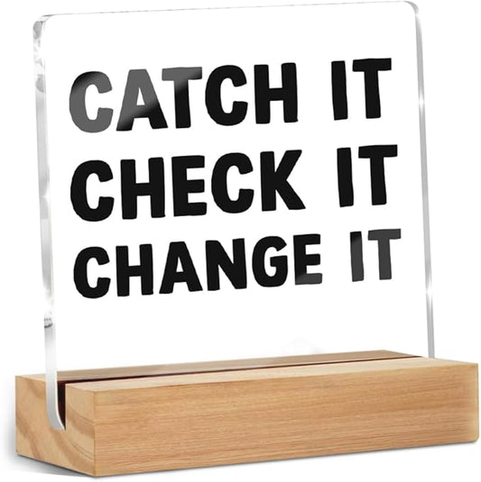 Motivational Mental Health Desk Decor Acrylic Sign, Office Decorations for Work, Inspirational Gifts for Women Men Coworkers Friends, Desk Gadgets for Office Cubicle Shelf Decor Aesthetic