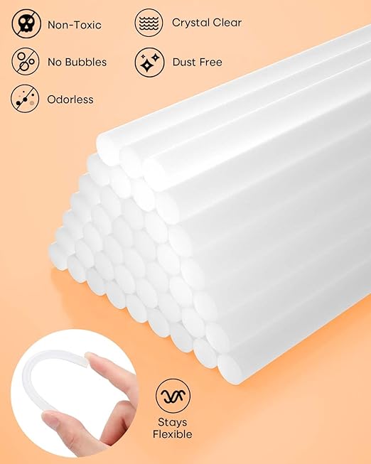 SHALL Full Size Hot Glue Sticks, 0.43” Dia x 8” Long, 70-Pack Clear Hot Melt Glue Gun Sticks for All-Temp Glue Guns, Multipurpose for Kids Adults DIY Art Craft Sealing Repairing Festival Decoration
