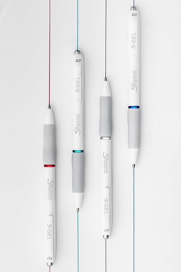 Sharpie S-Gel | Gel Pens for Writing | Medium Point (0.7mm) | Assorted Ink Colours | White Pearl Barrels | 8 Count