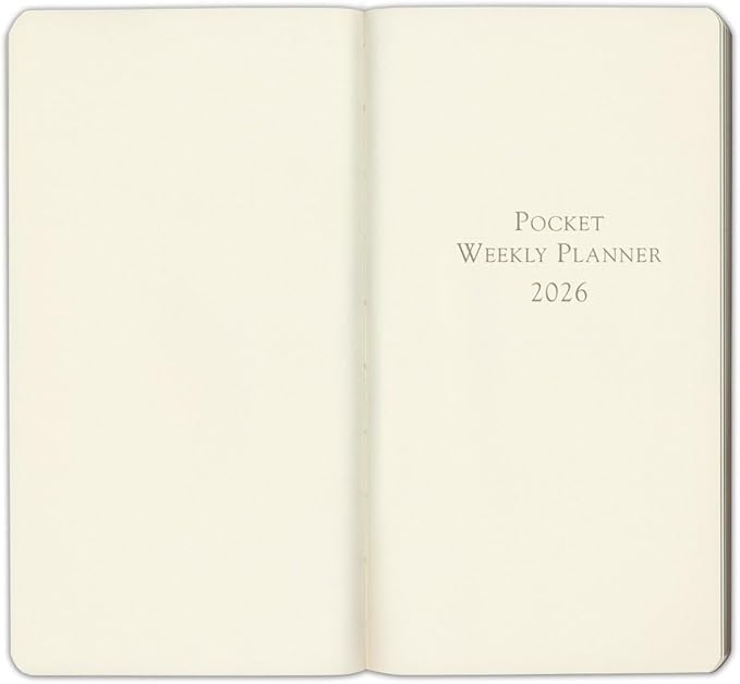 Gallery Leather Pocket Weekly Monthly Planner 2025-2026, Elegantly Bound Calendar Planner and Notebook with Stylish Gold-Gilded Page Edges, 12 Months - Monhegan Emerald - 6 x 3.25 "