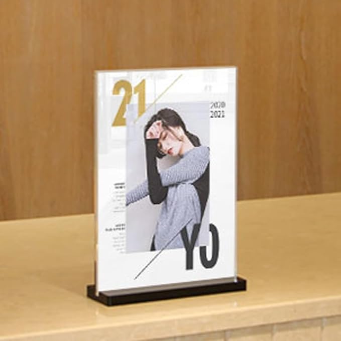 2 Pack Acrylic Sign Holder Menu Displays Double Sided Sign Stand A4/A5/A6 Clear (Transparent Vertical A4 210×297mm/8.27×11.69 inches)