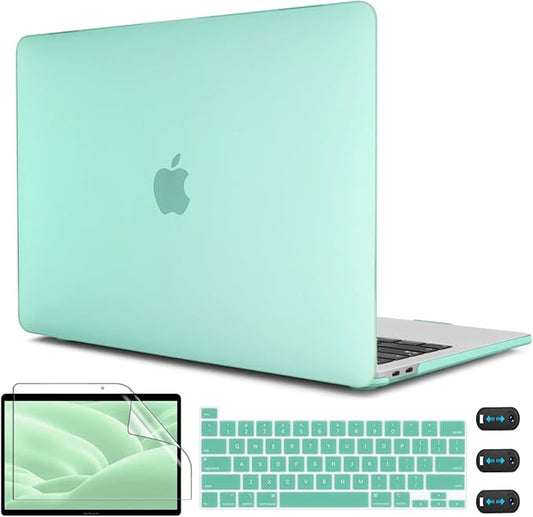 CISSOOK Green Case for MacBook Pro 13 inch Case 2020 Release A2251 A2289 A2338 M1 Model with Keyboard Cover Screen Protector for MacBook Pro 13 inches with Touch Bar, C-Matte Green, A2251/A2289/A2338